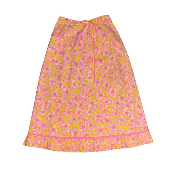 Vtg 1960 Lilly Pulitzer Light Pink Yellow Cotton Floral Lace